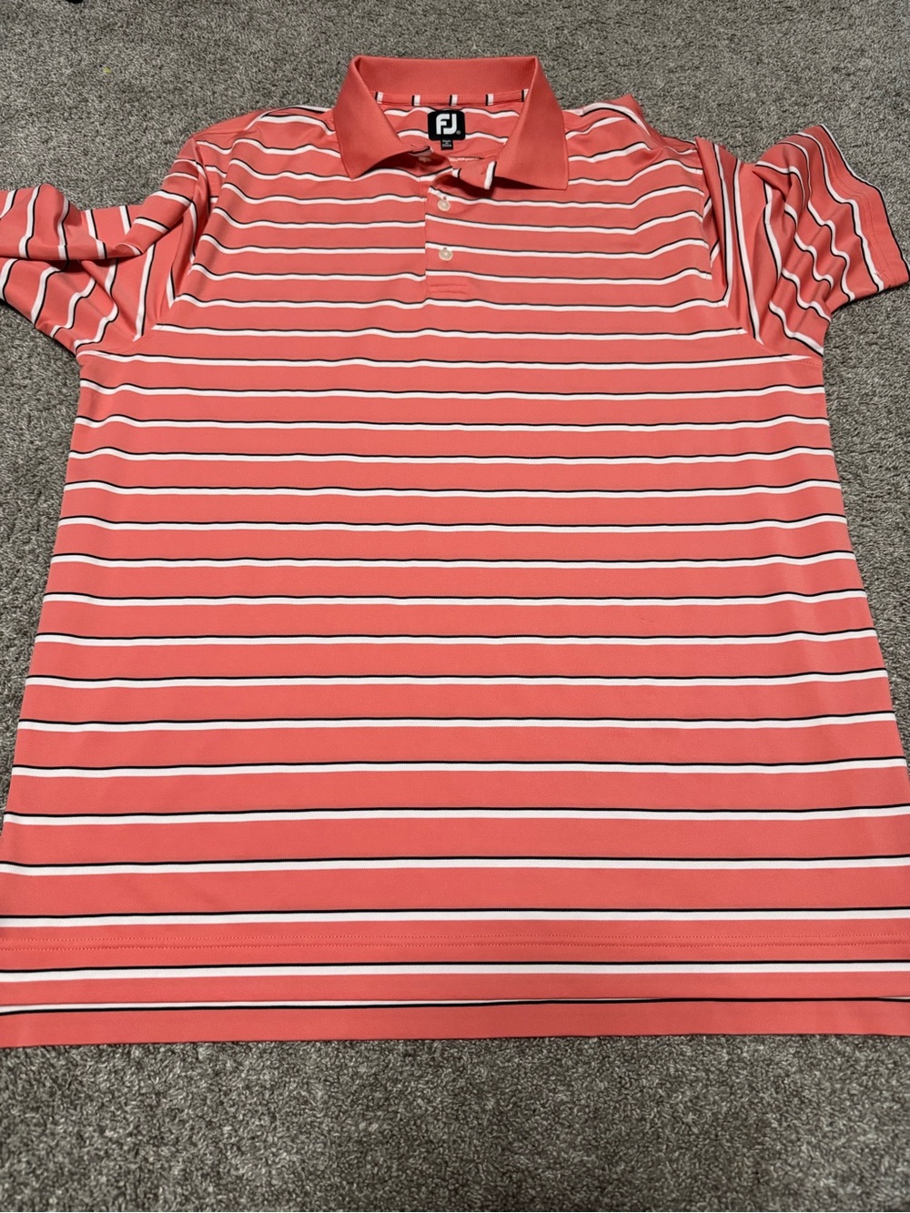 FootJoy Coral and White Striped Golf Polo